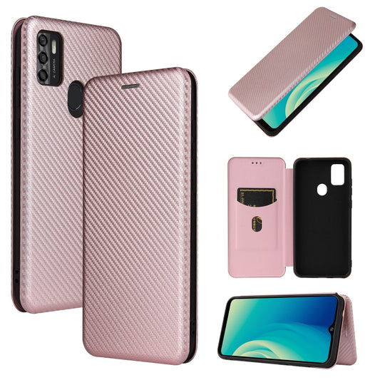 Carbon Fiber Texture Magnetic Horizontal Flip TPU + PC + PU Leather Case with Card Slot, For ZTE Blade A7s 2020