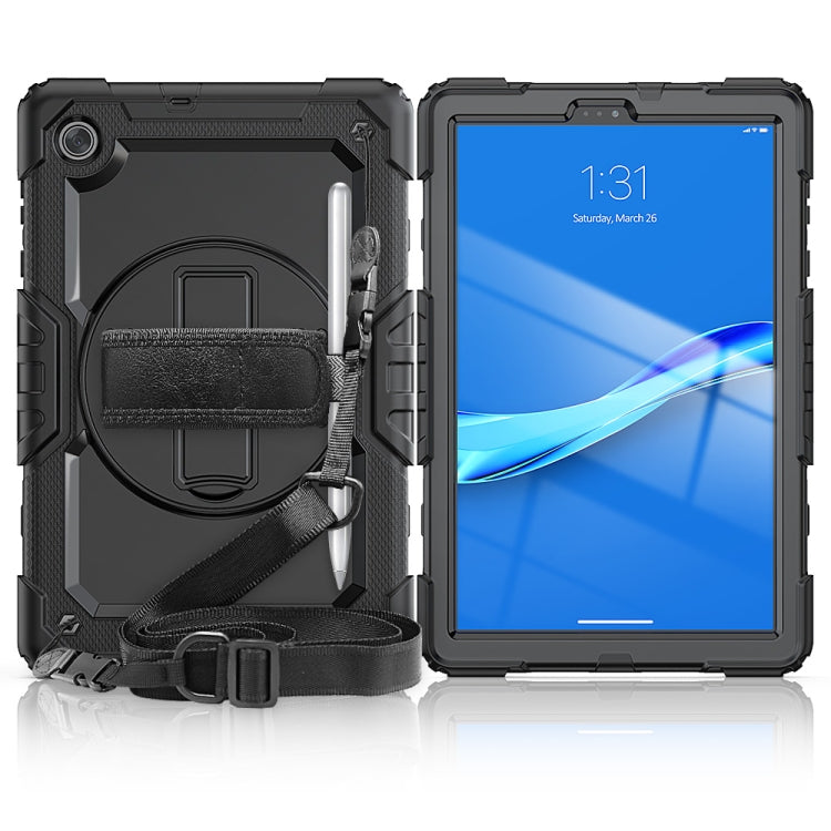 Shockproof Colorful Silicone + PC Protective Case with Holder & Shoulder Strap & Hand Strap, For Huawei MediaPad T5, For Huawei MatePad T8, For Lenovo Tab M10 FHD Plus