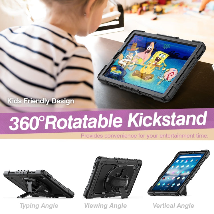 Shockproof Colorful Silicone + PC Protective Case with Holder & Shoulder Strap & Hand Strap, For Huawei MediaPad T5, For Huawei MatePad T8, For Lenovo Tab M10 FHD Plus