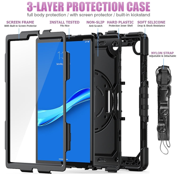 Shockproof Colorful Silicone + PC Protective Case with Holder & Shoulder Strap & Hand Strap, For Huawei MediaPad T5, For Huawei MatePad T8, For Lenovo Tab M10 FHD Plus