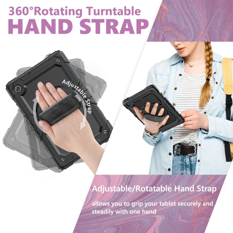 Shockproof Colorful Silicone + PC Protective Case with Holder & Shoulder Strap & Hand Strap, For Huawei MediaPad T5, For Huawei MatePad T8, For Lenovo Tab M10 FHD Plus