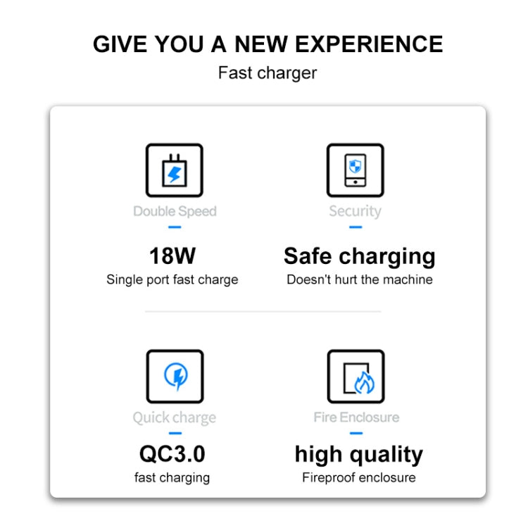 WK WP-U57 18W Speed QC3.0 Fast Charger + USB to Type-C / USB-C Data Cable, US Plug, EU Plug, UK Plug