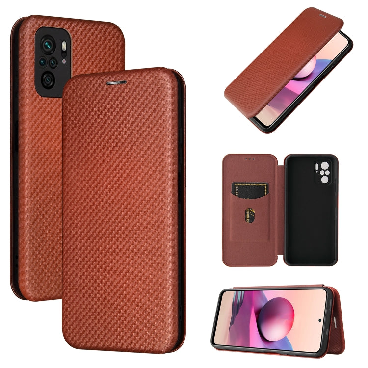 Carbon Fiber Texture Magnetic Horizontal Flip TPU + PC + PU Leather Case with Card Slot, For Xiaomi Redmi Note 10, For Xiaomi Redmi Note 10S, For Xiaomi Redmi Note 10 Pro, For Xiaomi Redmi Note 10 Pro Max, For alcatel 1S (2021), For Huawei P50 Pro