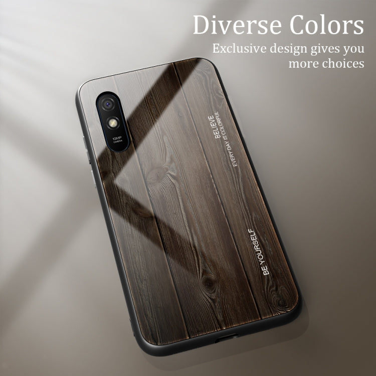 Wood Grain Tempered Glass + TPU Shockproof Case, For Xiaomi Redmi 9A, For Xiaomi Redmi Note 9S, For Xiaomi Redmi Note 10 Pro / Pro Max