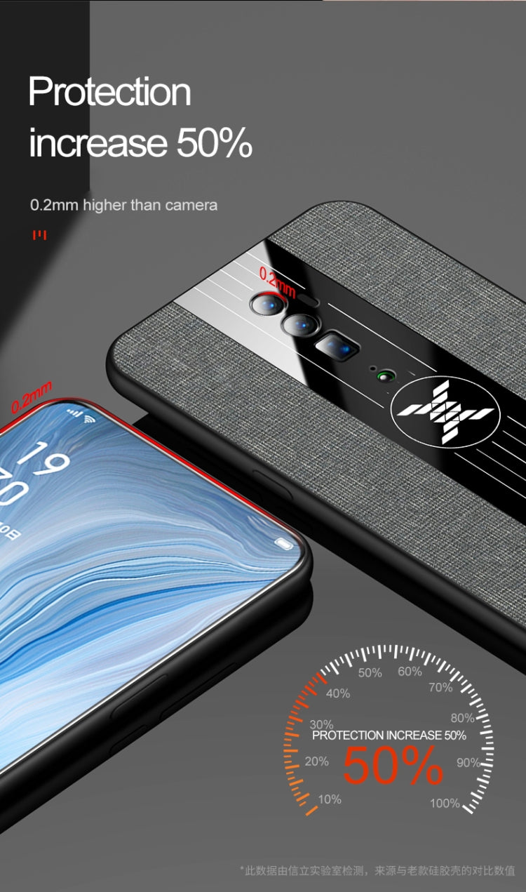 XINLI Stitching Cloth Textue Shockproof TPU Protective Case, For OPPO Reno Z, For OPPO Reno 10x Zoom