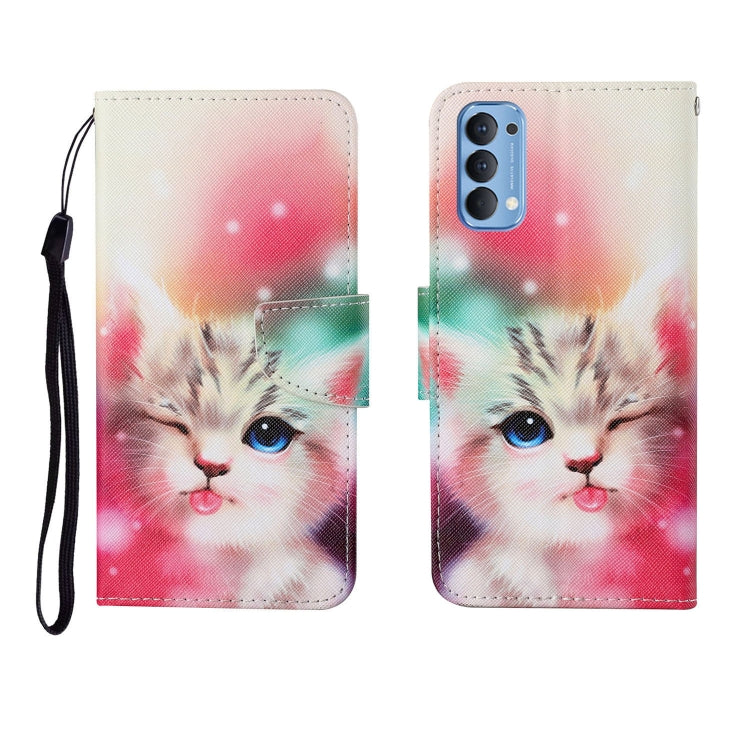 Painted Pattern Horizontal Flip Leathe Case, For OPPO Reno4, For OPPO Reno4 Lite, For OPPO F17 Pro