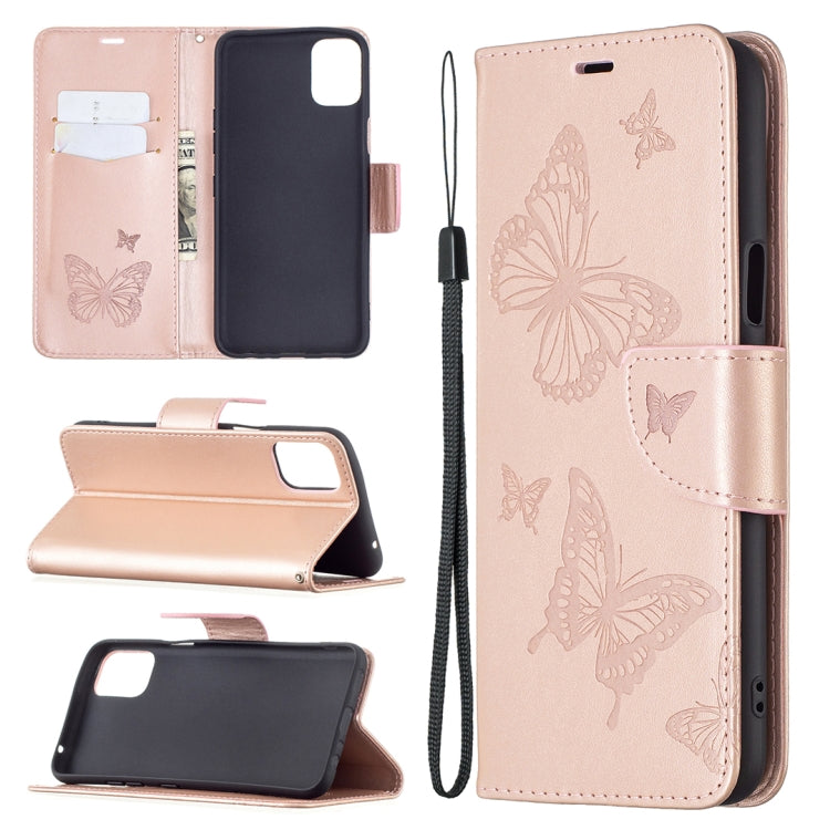 Two Butterflies Embossing Pattern Horizontal Flip Leather Case with Holder & Card Slot & Wallet & Lanyard, For LG K42, For Nokia C1 Plus, For Xiaomi Redmi Note 10 Pro, For Huawei P50, For Huawei P50 Pro, For Samsung Galaxy A32 4G