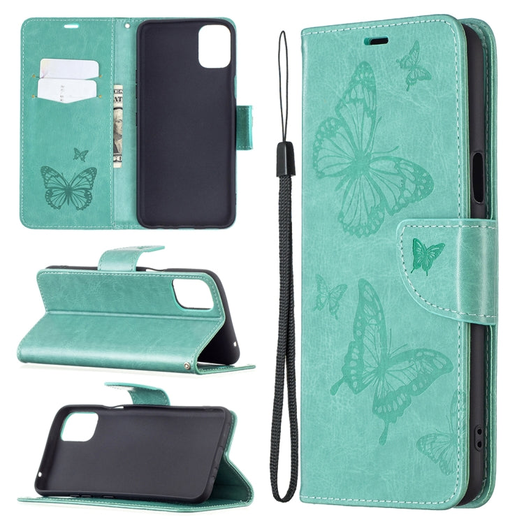Two Butterflies Embossing Pattern Horizontal Flip Leather Case with Holder & Card Slot & Wallet & Lanyard, For LG K42, For Nokia C1 Plus, For Xiaomi Redmi Note 10 Pro, For Huawei P50, For Huawei P50 Pro, For Samsung Galaxy A32 4G
