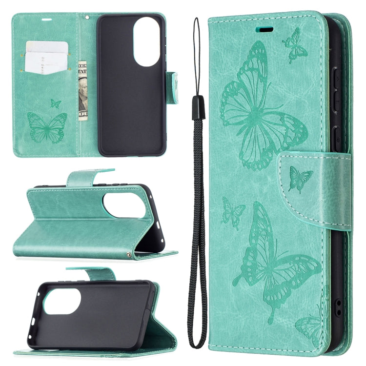Two Butterflies Embossing Pattern Horizontal Flip Leather Case with Holder & Card Slot & Wallet & Lanyard, For LG K42, For Nokia C1 Plus, For Xiaomi Redmi Note 10 Pro, For Huawei P50, For Huawei P50 Pro, For Samsung Galaxy A32 4G