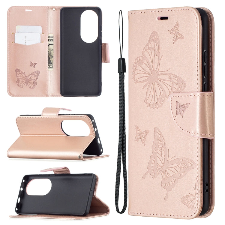 Two Butterflies Embossing Pattern Horizontal Flip Leather Case with Holder & Card Slot & Wallet & Lanyard, For LG K42, For Nokia C1 Plus, For Xiaomi Redmi Note 10 Pro, For Huawei P50, For Huawei P50 Pro, For Samsung Galaxy A32 4G