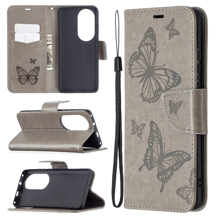 Two Butterflies Embossing Pattern Horizontal Flip Leather Case with Holder & Card Slot & Wallet & Lanyard, For LG K42, For Nokia C1 Plus, For Xiaomi Redmi Note 10 Pro, For Huawei P50, For Huawei P50 Pro, For Samsung Galaxy A32 4G