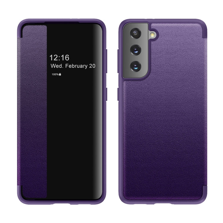 Magnetic Side Window View Shockproof Horizontal Flip Leather Case, For Samsung Galaxy S21 5G, For Samsung Galaxy S21+ 5G, For Samsung Galaxy S21 Ultra 5G, For Samsung Galaxy A12, For Samsung Galaxy S20 FE