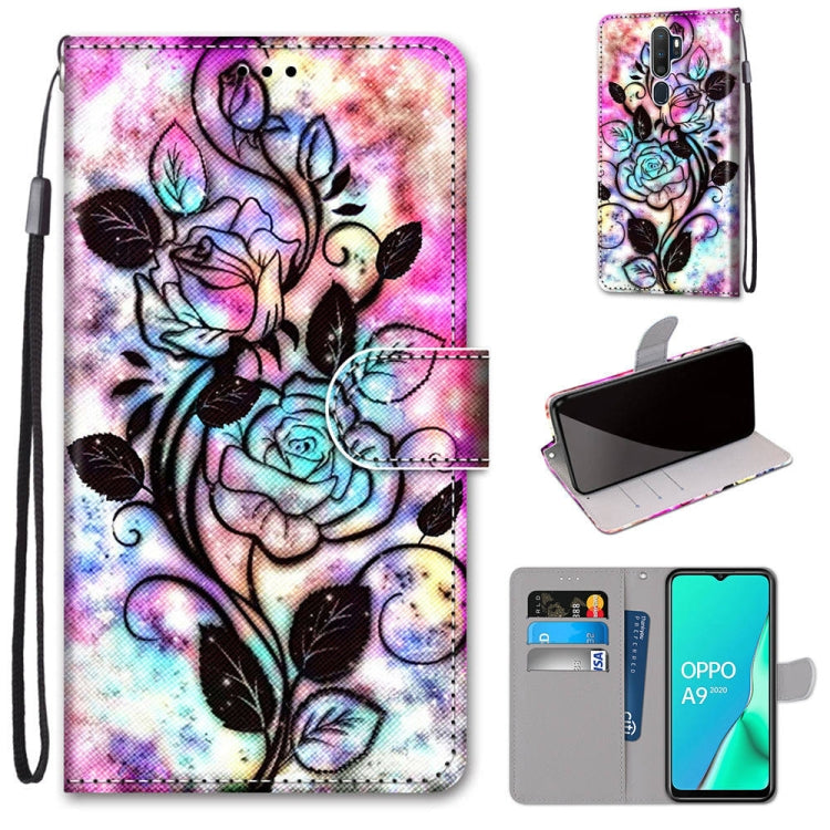 Coloured Drawing Cross Texture Horizontal Flip PU Leather Case with Holder & Card Slots & Wallet & Lanyard, For OPPO A9 (2020) / A5 (2020) / A11X / A11, For OPPO A15 / A15s