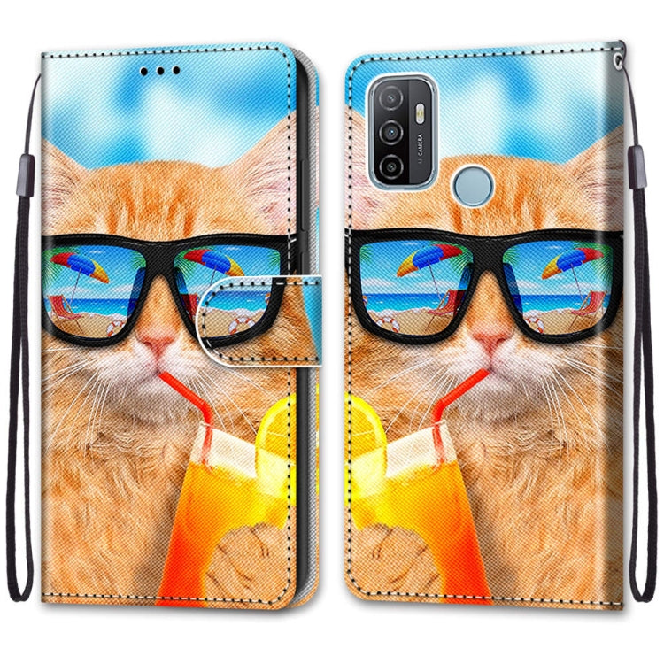 Coloured Drawing Cross Texture Horizontal Flip PU Leather Case with Holder & Card Slots & Wallet & Lanyard, For OPPO A53 4G(2020) / A53s / A32 / A33 (2020), For OPPO F17 Pro / A93 4G / Reno4 Lite / Reno4 F