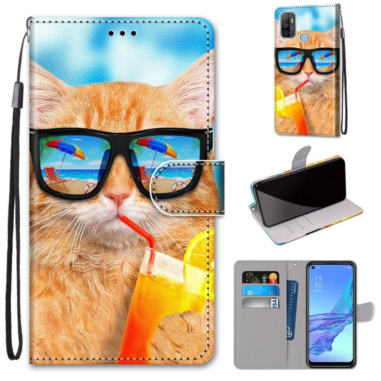 Coloured Drawing Cross Texture Horizontal Flip PU Leather Case with Holder & Card Slots & Wallet & Lanyard, For OPPO A53 4G(2020) / A53s / A32 / A33 (2020), For OPPO F17 Pro / A93 4G / Reno4 Lite / Reno4 F