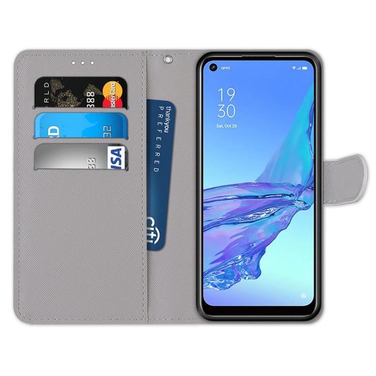 Coloured Drawing Cross Texture Horizontal Flip PU Leather Case with Holder & Card Slots & Wallet & Lanyard, For OPPO A53 4G(2020) / A53s / A32 / A33 (2020), For OPPO F17 Pro / A93 4G / Reno4 Lite / Reno4 F