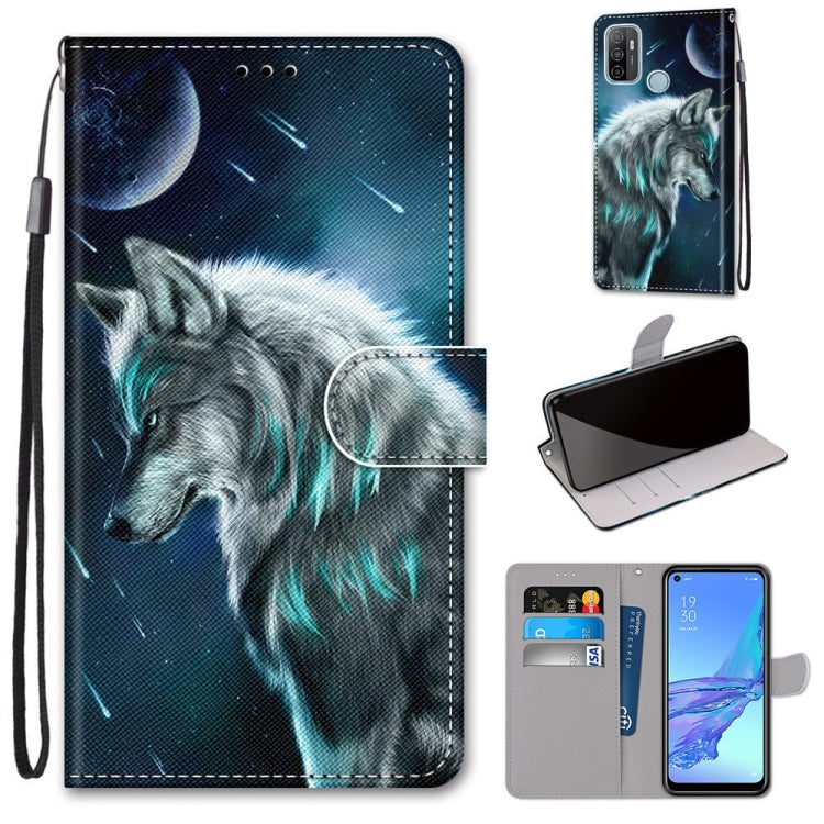 Coloured Drawing Cross Texture Horizontal Flip PU Leather Case with Holder & Card Slots & Wallet & Lanyard, For OPPO A53 4G(2020) / A53s / A32 / A33 (2020), For OPPO F17 Pro / A93 4G / Reno4 Lite / Reno4 F