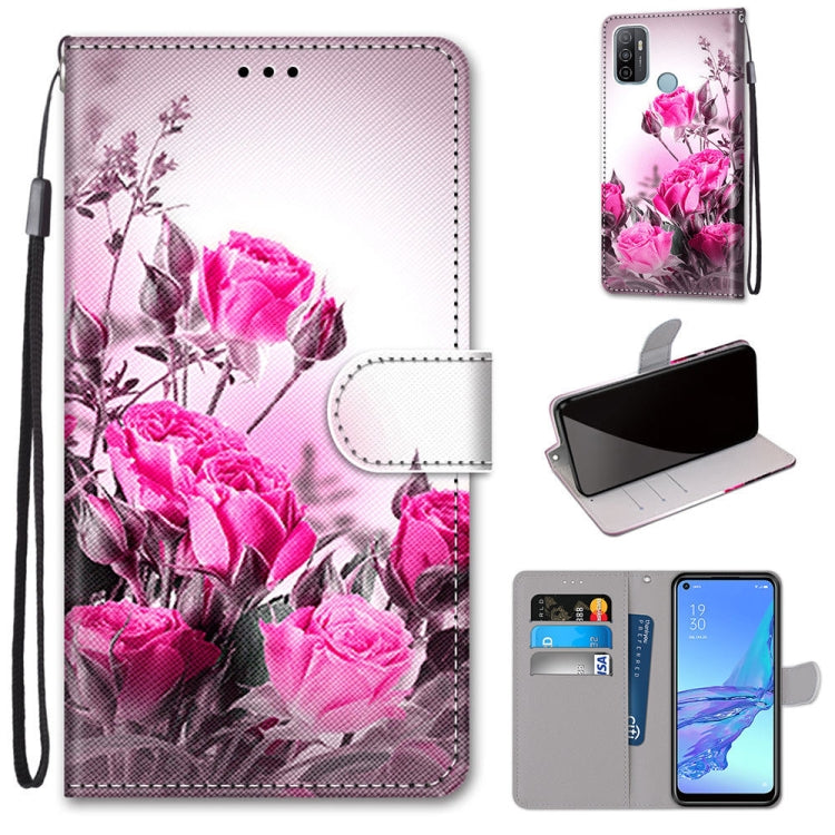 Coloured Drawing Cross Texture Horizontal Flip PU Leather Case with Holder & Card Slots & Wallet & Lanyard, For OPPO A53 4G(2020) / A53s / A32 / A33 (2020), For OPPO F17 Pro / A93 4G / Reno4 Lite / Reno4 F