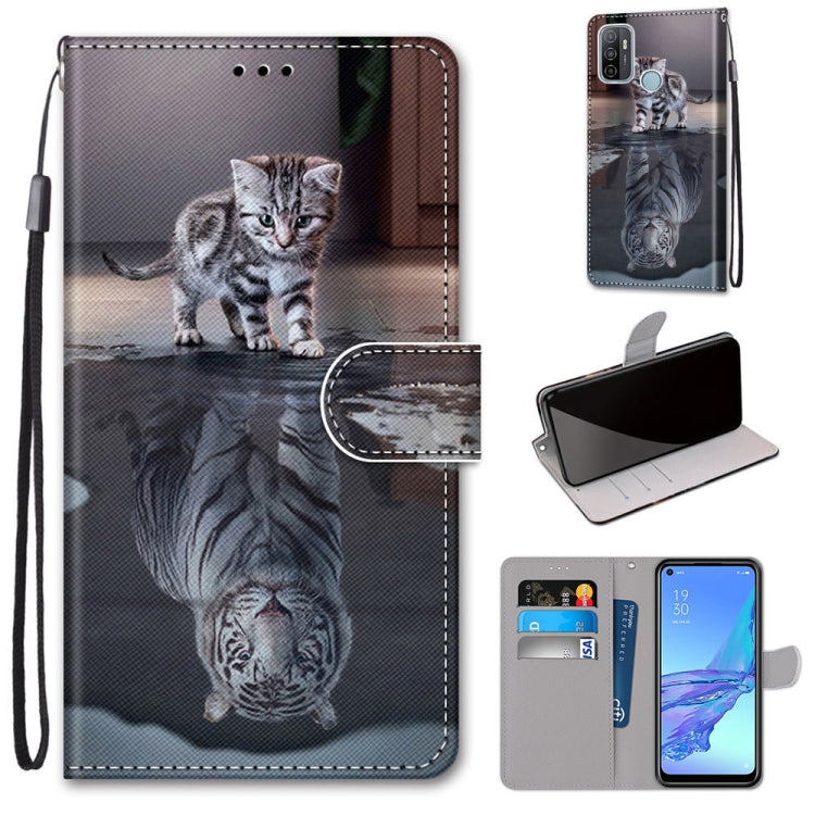 Coloured Drawing Cross Texture Horizontal Flip PU Leather Case with Holder & Card Slots & Wallet & Lanyard, For OPPO A53 4G(2020) / A53s / A32 / A33 (2020), For OPPO F17 Pro / A93 4G / Reno4 Lite / Reno4 F