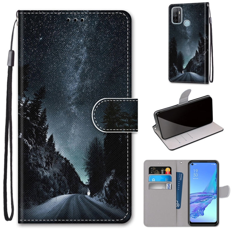 Coloured Drawing Cross Texture Horizontal Flip PU Leather Case with Holder & Card Slots & Wallet & Lanyard, For OPPO A53 4G(2020) / A53s / A32 / A33 (2020), For OPPO F17 Pro / A93 4G / Reno4 Lite / Reno4 F