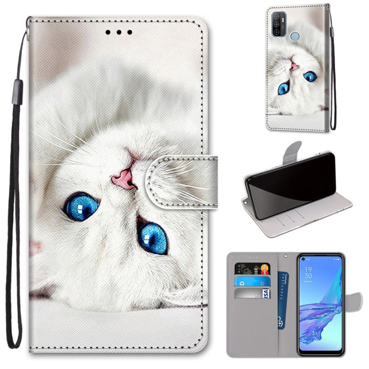 Coloured Drawing Cross Texture Horizontal Flip PU Leather Case with Holder & Card Slots & Wallet & Lanyard, For OPPO A53 4G(2020) / A53s / A32 / A33 (2020), For OPPO F17 Pro / A93 4G / Reno4 Lite / Reno4 F