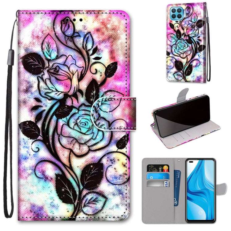 Coloured Drawing Cross Texture Horizontal Flip PU Leather Case with Holder & Card Slots & Wallet & Lanyard, For OPPO A53 4G(2020) / A53s / A32 / A33 (2020), For OPPO F17 Pro / A93 4G / Reno4 Lite / Reno4 F