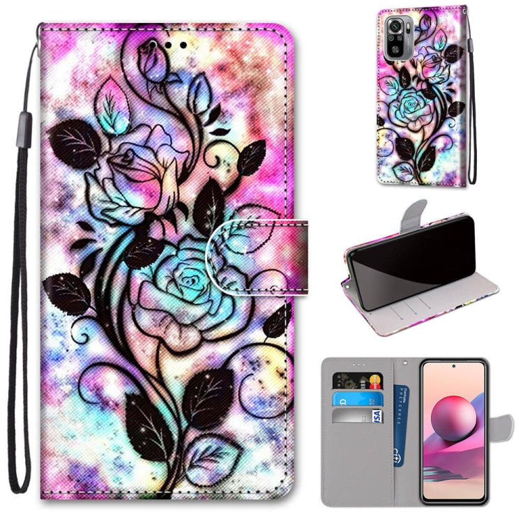 Coloured Drawing Cross Texture Horizontal Flip PU Leather Case with Holder & Card Slots & Wallet & Lanyard, For Xiaomi Redmi Note 10 4G / Note 10s, For Xiaomi Redmi Note 10 5G