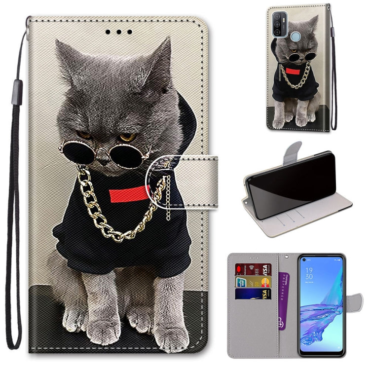 Coloured Drawing Cross Texture Horizontal Flip PU Leather Case with Holder & Card Slots & Wallet & Lanyard, For OPPO A53 4G(2020) / A53s / A32 / A33 (2020), For OPPO F17 Pro / A93 4G / Reno4 Lite / Reno4 F