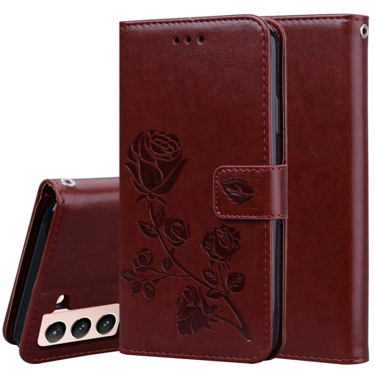Rose Embossed Horizontal Flip PU Leather Case with Holder & Card Slots & Wallet, For Samsung Galaxy S21+ 5G