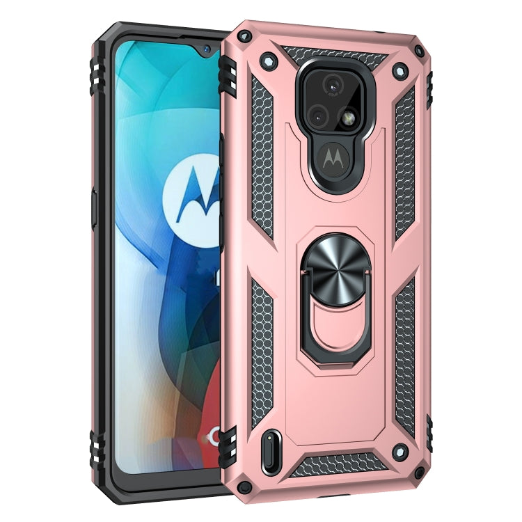 Shockproof TPU + PC Protective Case with 360 Degree Rotating Holder, For Motorola Moto E7
