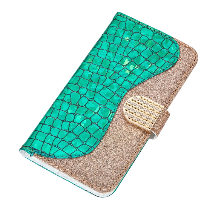 Laser Glitter Powder Matching Crocodile Texture Horizontal Flip Leather Case with Card Slots & Holder & Wallet, For Samsung Galaxy A72 5G / 4G, For Samsung Galaxy S21 FE