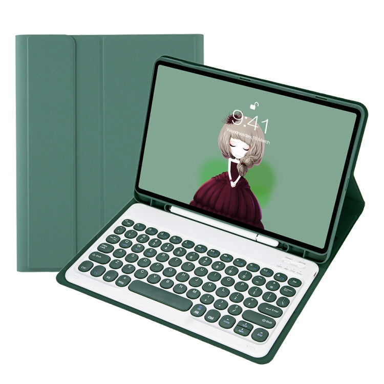 YT11B Detachable Candy Color Skin Feel Texture Round Keycap Bluetooth Keyboard Leather Case For iPad Air 4 2020 / Air 5 2022 / Pro 11 inch 2022 / 2021 / 2020 / 2018(White Ice), For iPad 9.7 inch 2018 & 2017 / Pro 9.7 inch / Air 2 / Air                 ...