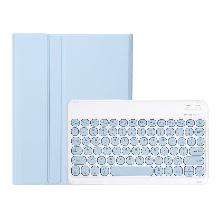 YT11B Detachable Candy Color Skin Feel Texture Round Keycap Bluetooth Keyboard Leather Case For iPad Air 4 2020 / Air 5 2022 / Pro 11 inch 2022 / 2021 / 2020 / 2018(White Ice), For iPad 9.7 inch 2018 & 2017 / Pro 9.7 inch / Air 2 / Air                 ...