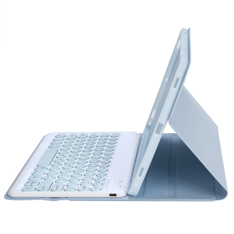 YT11B Detachable Candy Color Skin Feel Texture Round Keycap Bluetooth Keyboard Leather Case For iPad Air 4 2020 / Air 5 2022 / Pro 11 inch 2022 / 2021 / 2020 / 2018(White Ice), For iPad 9.7 inch 2018 & 2017 / Pro 9.7 inch / Air 2 / Air                 ...