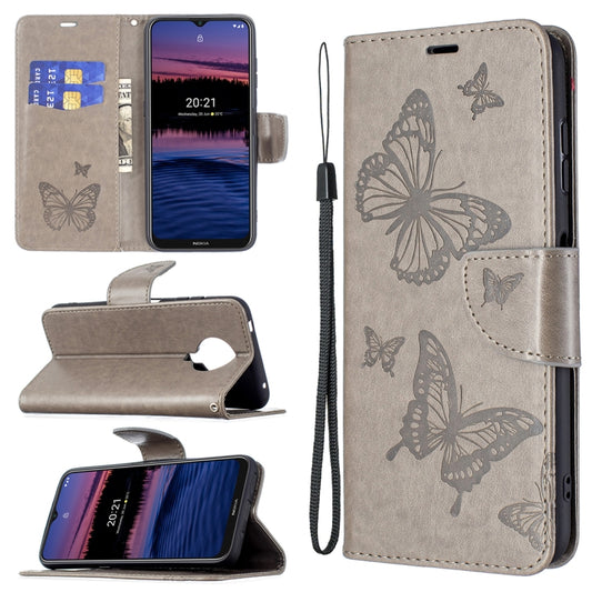 Embossing Two Butterflies Pattern Horizontal Flip PU Leather Case with Holder & Card Slot & Wallet & Lanyard, For Nokia G20, For Nokia 1.4, For Samsung Galaxy S21 FE