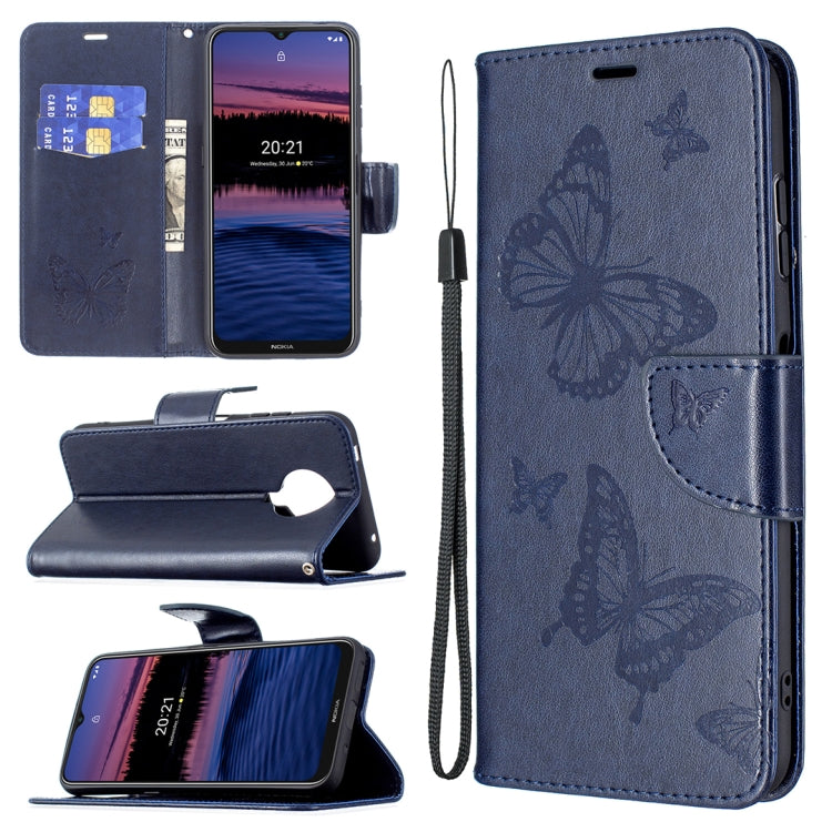 Embossing Two Butterflies Pattern Horizontal Flip PU Leather Case with Holder & Card Slot & Wallet & Lanyard, For Nokia G20, For Nokia 1.4, For Samsung Galaxy S21 FE