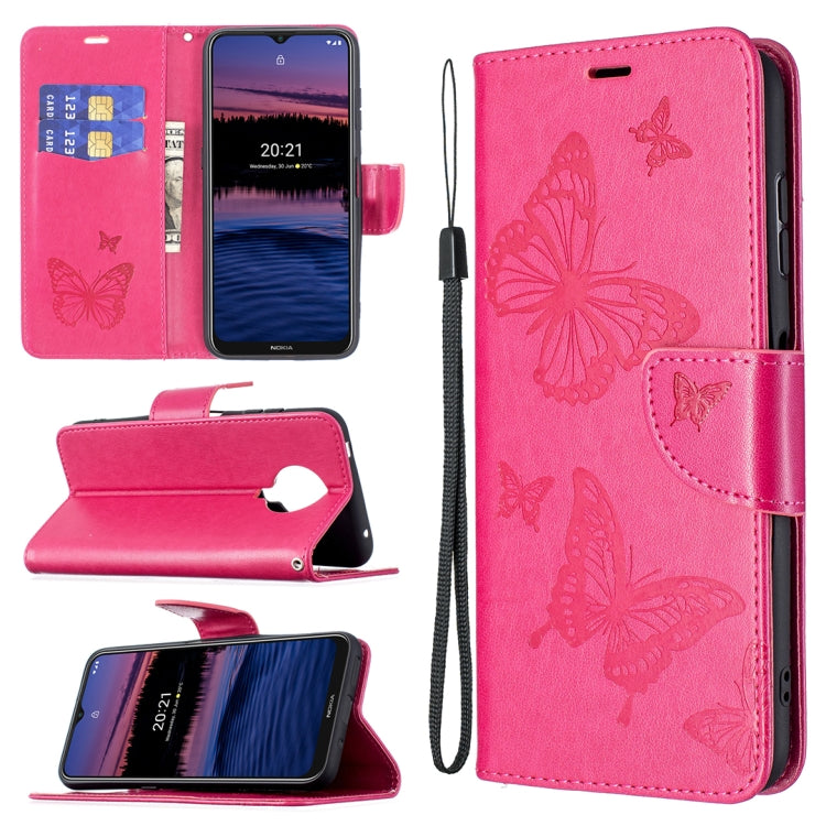 Embossing Two Butterflies Pattern Horizontal Flip PU Leather Case with Holder & Card Slot & Wallet & Lanyard, For Nokia G20, For Nokia 1.4, For Samsung Galaxy S21 FE
