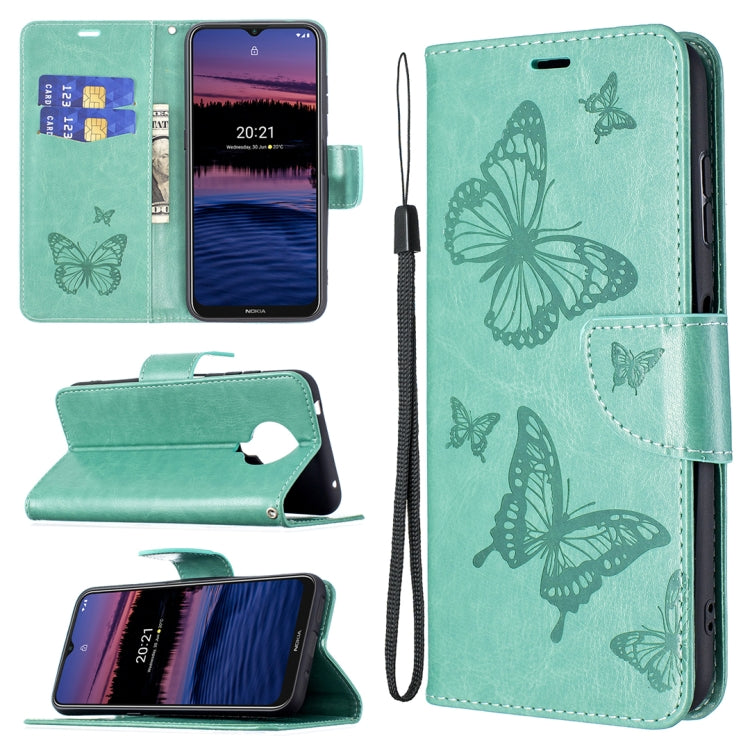 Embossing Two Butterflies Pattern Horizontal Flip PU Leather Case with Holder & Card Slot & Wallet & Lanyard, For Nokia G20, For Nokia 1.4, For Samsung Galaxy S21 FE
