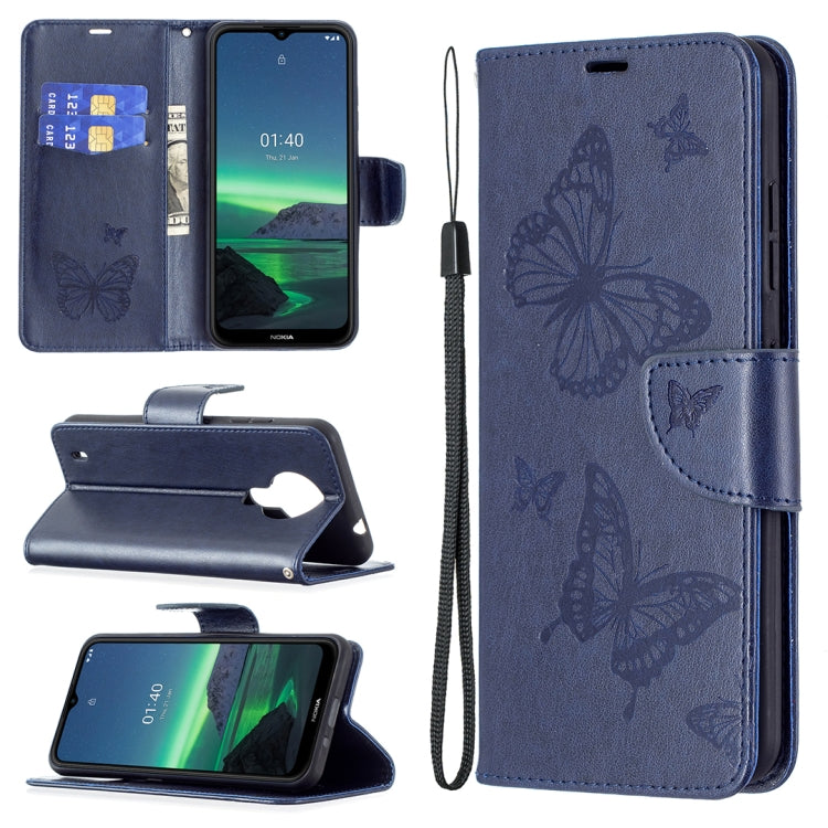 Embossing Two Butterflies Pattern Horizontal Flip PU Leather Case with Holder & Card Slot & Wallet & Lanyard, For Nokia G20, For Nokia 1.4, For Samsung Galaxy S21 FE