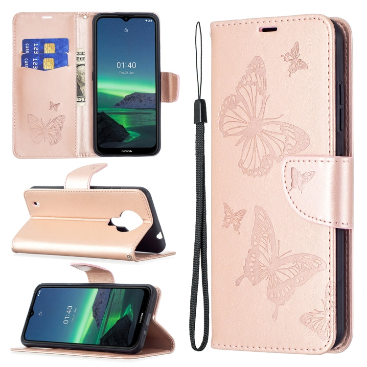 Embossing Two Butterflies Pattern Horizontal Flip PU Leather Case with Holder & Card Slot & Wallet & Lanyard, For Nokia G20, For Nokia 1.4, For Samsung Galaxy S21 FE