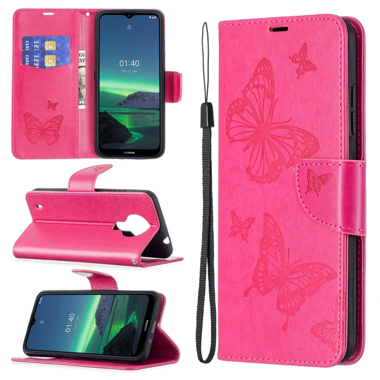 Embossing Two Butterflies Pattern Horizontal Flip PU Leather Case with Holder & Card Slot & Wallet & Lanyard, For Nokia G20, For Nokia 1.4, For Samsung Galaxy S21 FE
