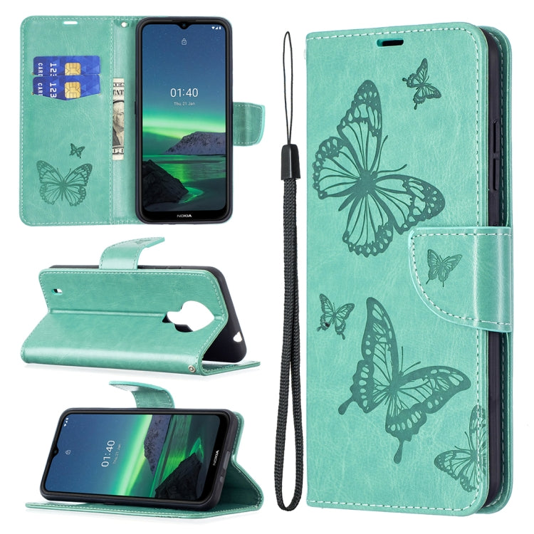 Embossing Two Butterflies Pattern Horizontal Flip PU Leather Case with Holder & Card Slot & Wallet & Lanyard, For Nokia G20, For Nokia 1.4, For Samsung Galaxy S21 FE