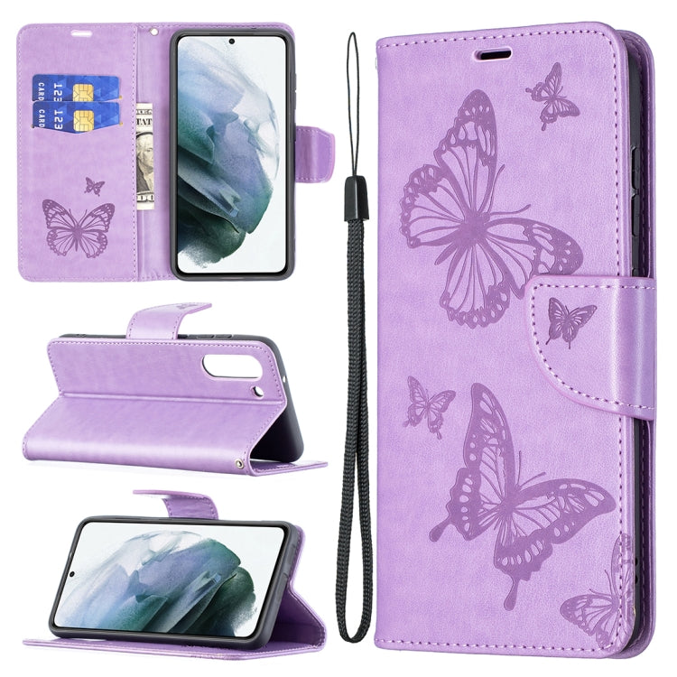 Embossing Two Butterflies Pattern Horizontal Flip PU Leather Case with Holder & Card Slot & Wallet & Lanyard, For Nokia G20, For Nokia 1.4, For Samsung Galaxy S21 FE