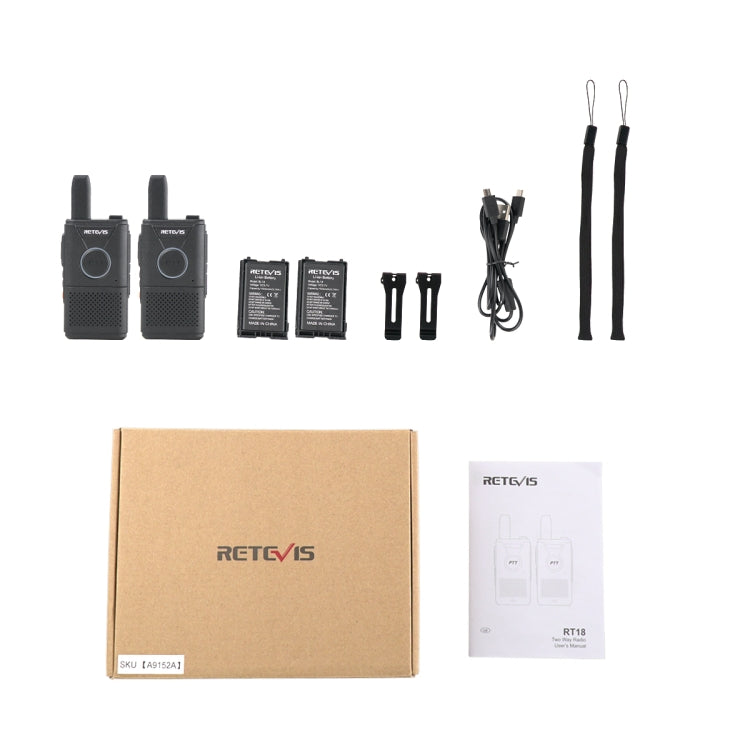 1 Pair RETEVIS RT18 16CHS FRS Dual PTT Handheld Walkie Talkie, US Plug, RT18, US Plug