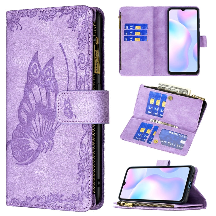 Flying Butterfly Embossing Pattern Zipper Horizontal Flip Leather Case with Holder & Card Slots & Wallet, For Xiaomi Redmi 9A, For Xiaomi Redmi 9C, For Xiaomi Redmi 9, For Xiaomi Redmi Note 10 Pro, For Xiaomi Redmi Note 9 Pro Max                       ...