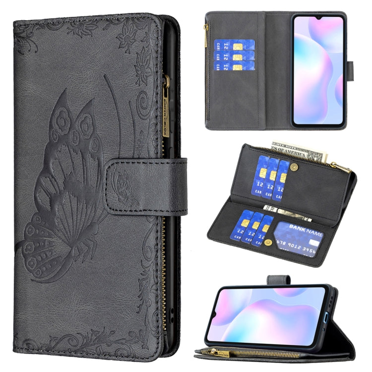 Flying Butterfly Embossing Pattern Zipper Horizontal Flip Leather Case with Holder & Card Slots & Wallet, For Xiaomi Redmi 9A, For Xiaomi Redmi 9C, For Xiaomi Redmi 9, For Xiaomi Redmi Note 10 Pro, For Xiaomi Redmi Note 9 Pro Max                       ...
