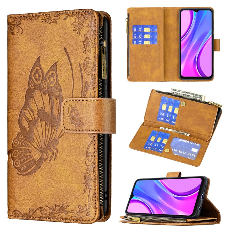 Flying Butterfly Embossing Pattern Zipper Horizontal Flip Leather Case with Holder & Card Slots & Wallet, For Xiaomi Redmi 9A, For Xiaomi Redmi 9C, For Xiaomi Redmi 9, For Xiaomi Redmi Note 10 Pro, For Xiaomi Redmi Note 9 Pro Max                       ...