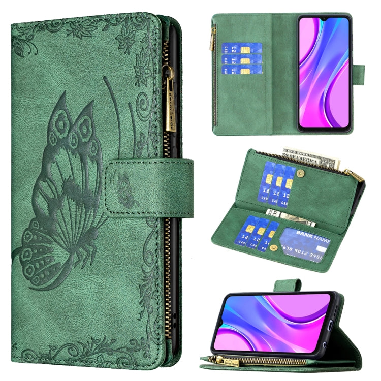 Flying Butterfly Embossing Pattern Zipper Horizontal Flip Leather Case with Holder & Card Slots & Wallet, For Xiaomi Redmi 9A, For Xiaomi Redmi 9C, For Xiaomi Redmi 9, For Xiaomi Redmi Note 10 Pro, For Xiaomi Redmi Note 9 Pro Max                       ...