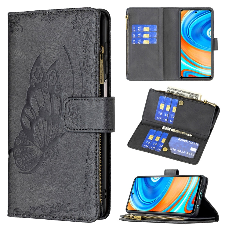 Flying Butterfly Embossing Pattern Zipper Horizontal Flip Leather Case with Holder & Card Slots & Wallet, For Xiaomi Redmi 9A, For Xiaomi Redmi 9C, For Xiaomi Redmi 9, For Xiaomi Redmi Note 10 Pro, For Xiaomi Redmi Note 9 Pro Max, For Xiaomi Redmi Note...