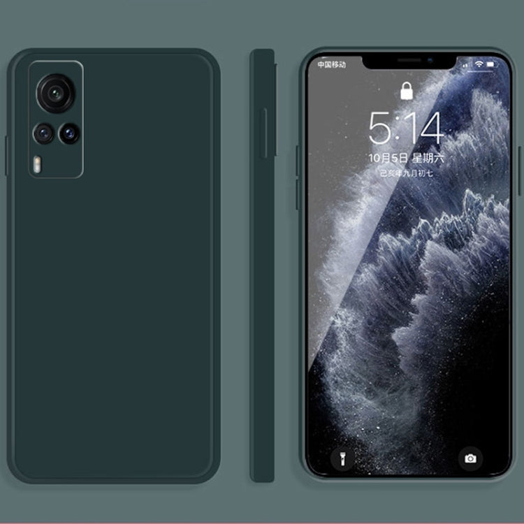 Solid Color Imitation Liquid Silicone Straight Edge Dropproof Full Coverage Protective Case, For vivo X60, For vivo X60 Pro